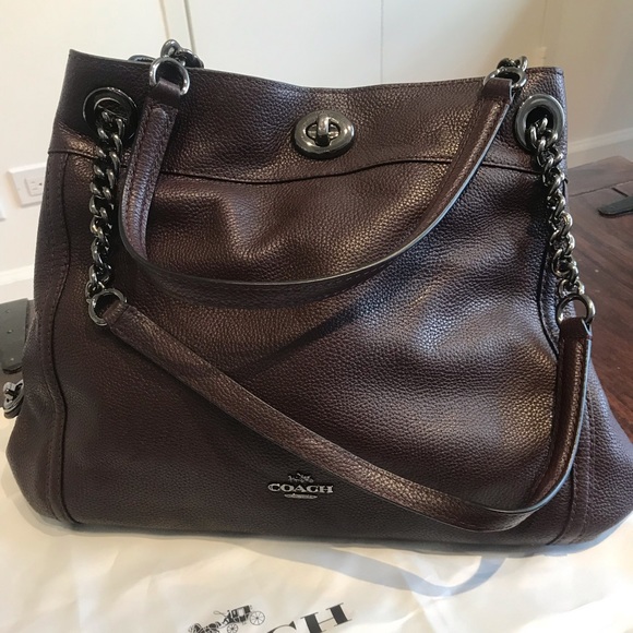 EUC Coach leather dark burgundy bag - Picture 2 of 8